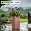 50cm Zinc Galvanised Brushed Rose Gold Finish Tall Square Planter