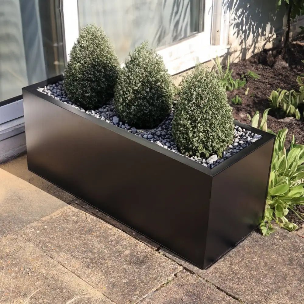 Matte Black Trough Planter with Aluzinc for sale on Woven Wood