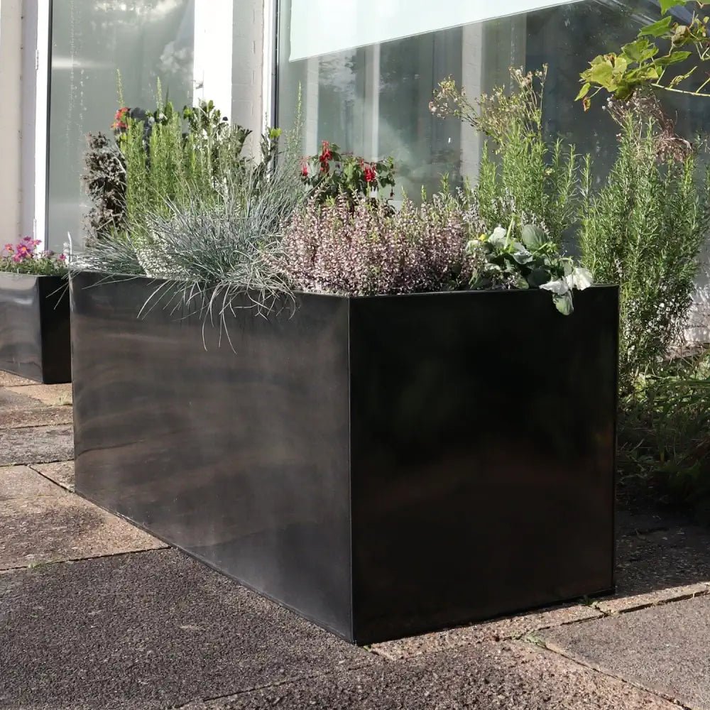 32cm tall zinc planter trough Woven Wood