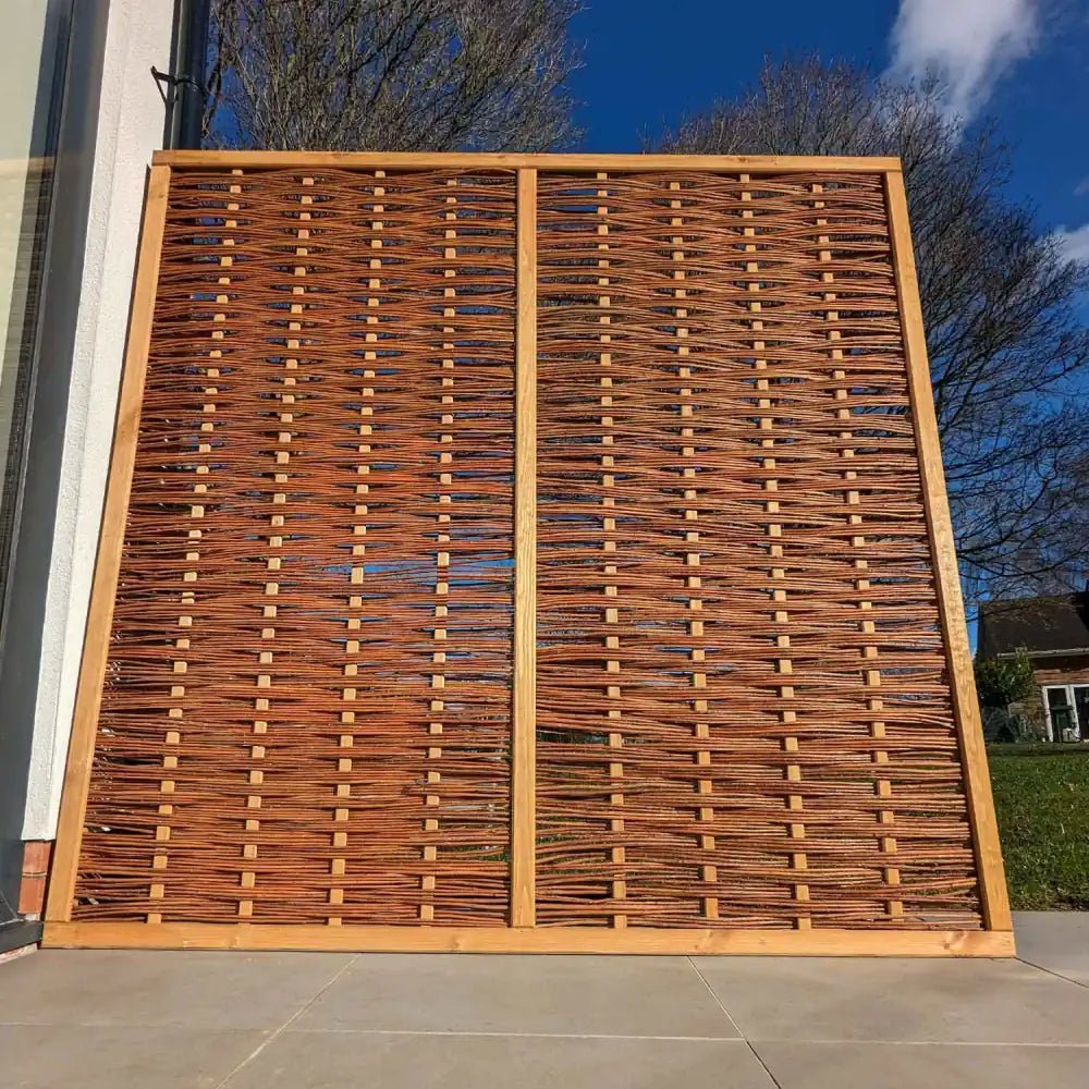 Create a whimsical outdoor space with hand-woven Willow Hurdle Fencing, blending seamlessly with nature.