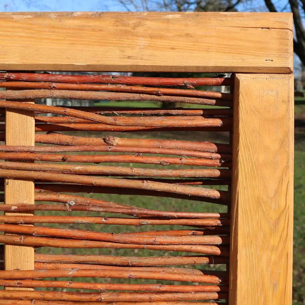Experience the eco-friendly appeal of Willow Hurdle Fencing, crafted from renewable materials.