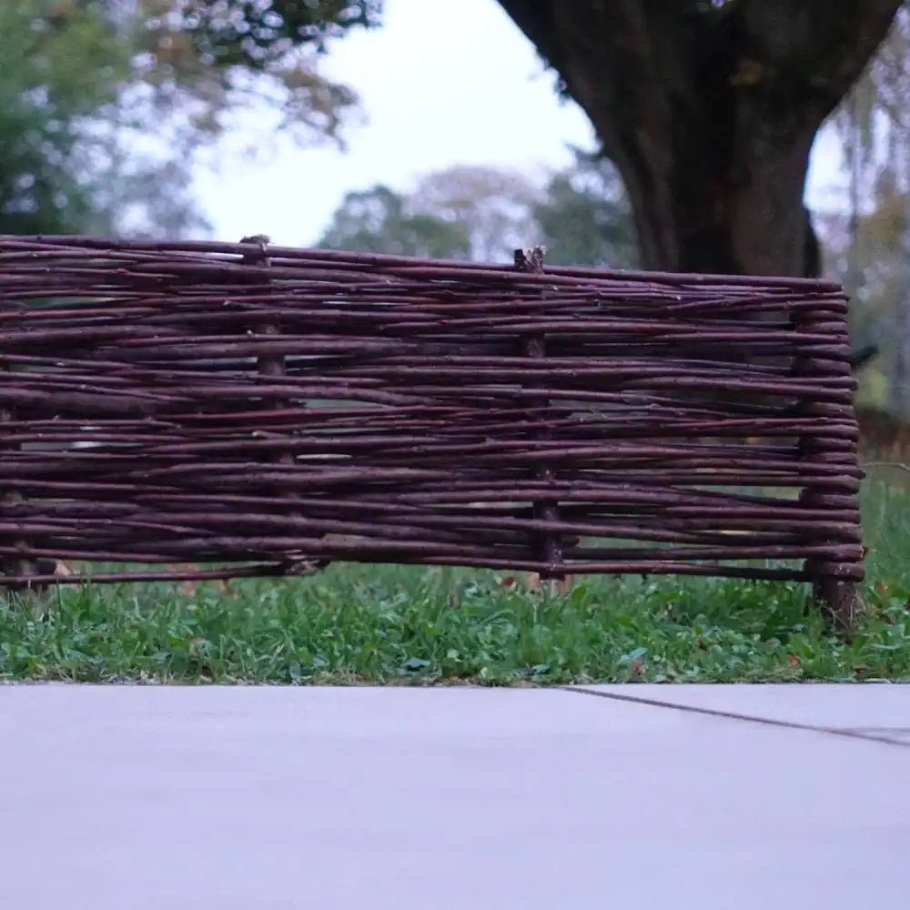 Handcrafted artisanal lawn edging for bedding by Woven Wood Tulipy