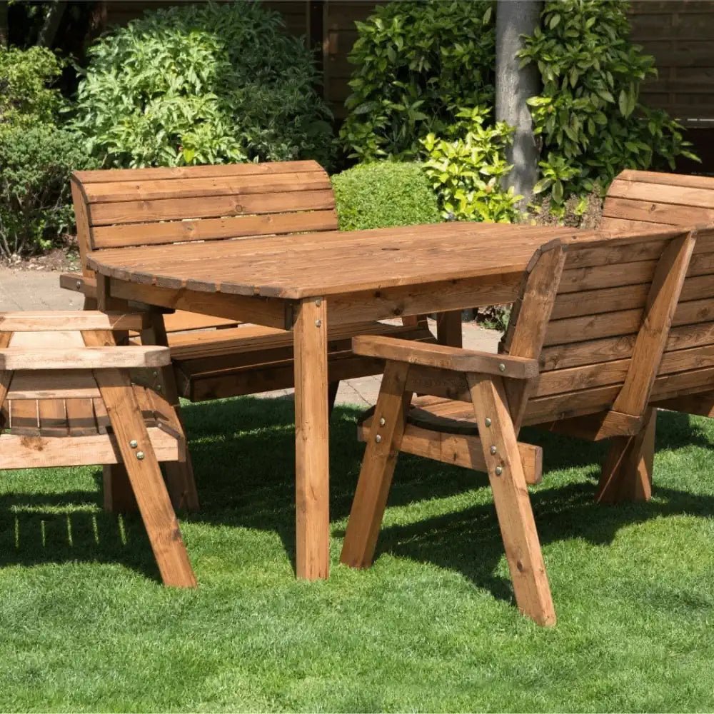 Enjoy countless outdoor meals and gatherings with this versatile patio table and chairs set, designed for comfortable seating for 8.
