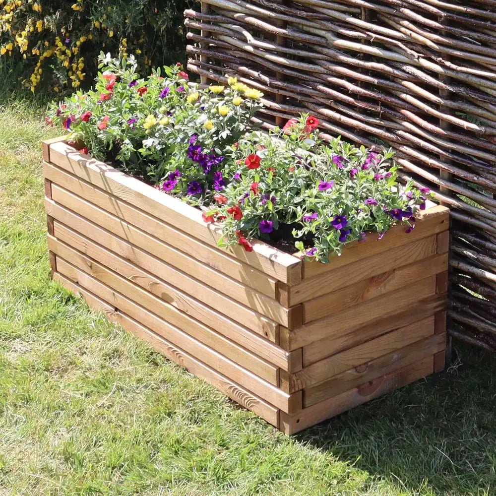 Wooden Rectangular Planter, perfect as a wooden plant box by Woven Wood 90cm Pine