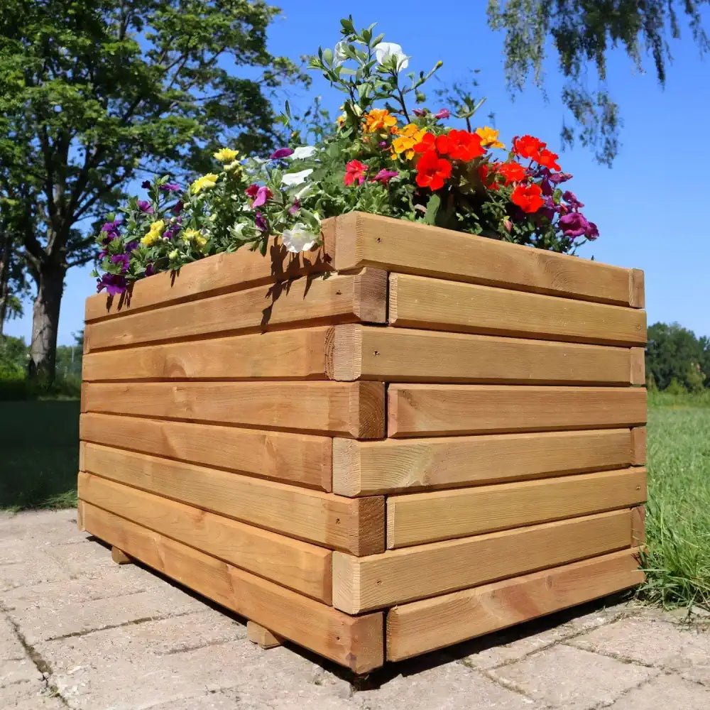 Wooden garden plant box, wooden window boxes by Woven Wood 90cm Pine