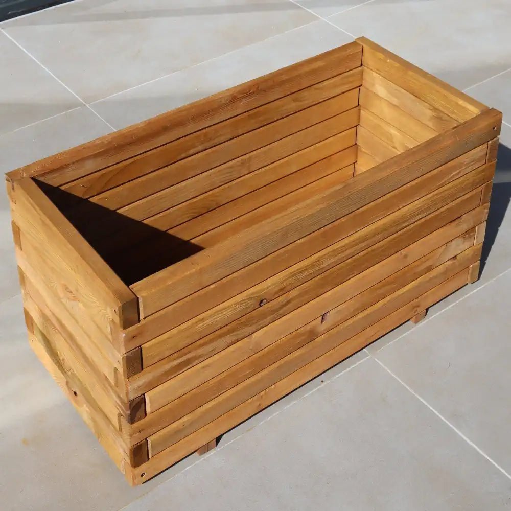Hardwood planter box 70cm Pine by Woven Wood