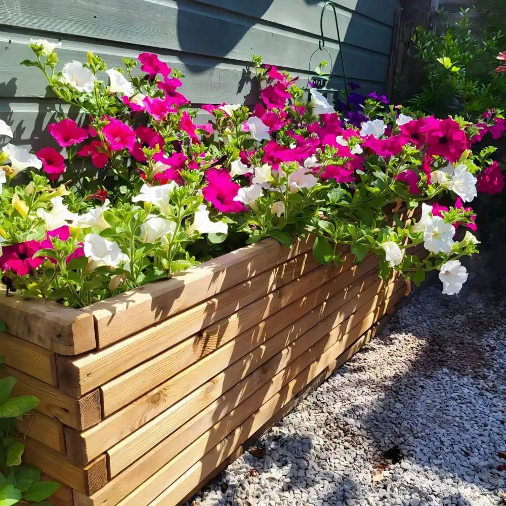 1.4m Pine Wooden Trough Planters by Woven Wood