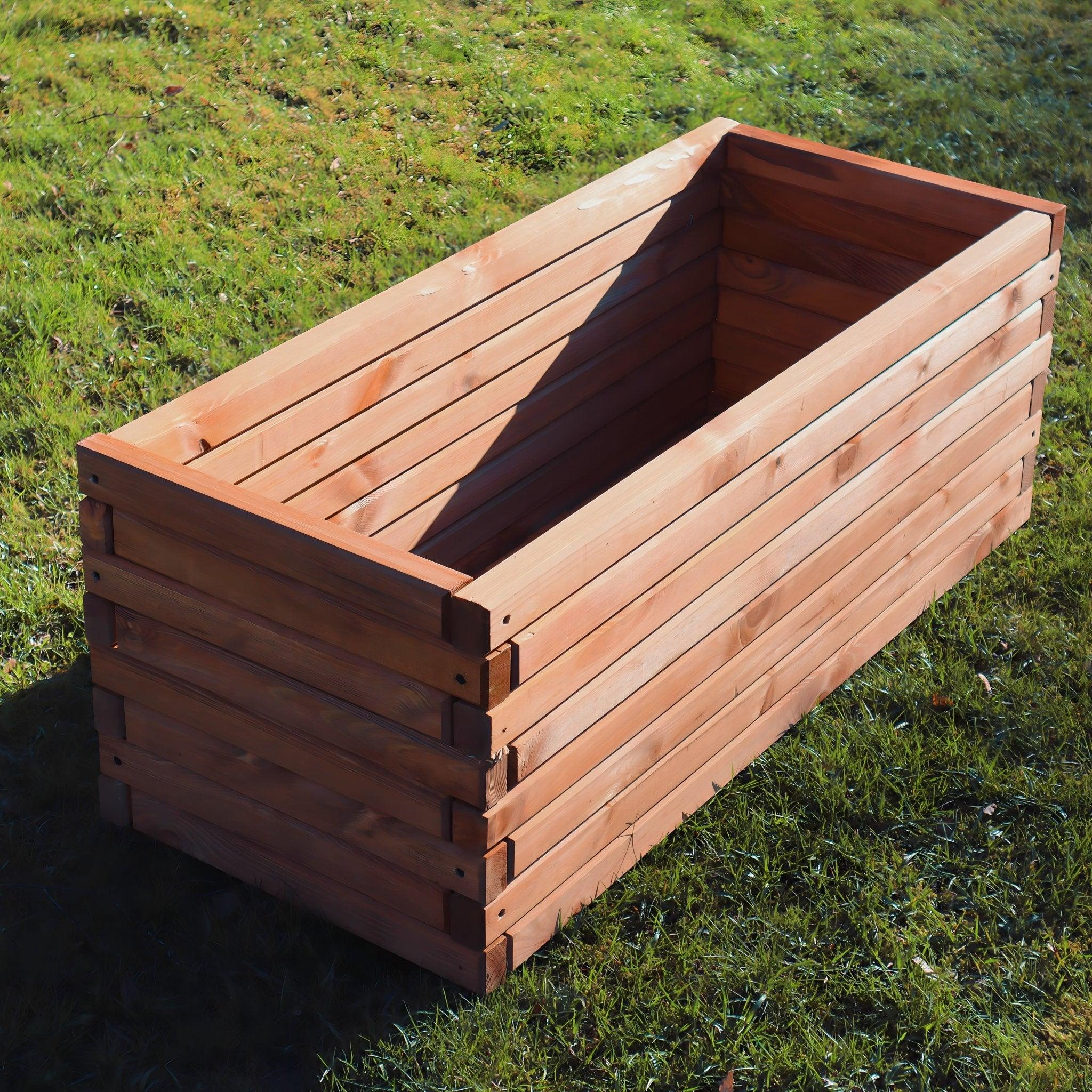 Wooden Raised Trough Planter 1.2m long by Woven Wood