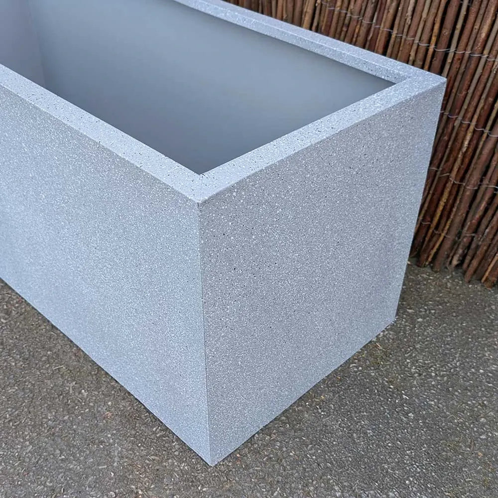 100cm Zinc Grey Stone Textured Trough Planter