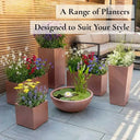 50cm Zinc Galvanised Brushed Rose Gold Finish Square Planter