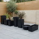 40cm Zinc Galvanised Matte Black Square Planter