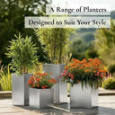75cm Zinc Galvanised Brushed Silver Tall Square Planter