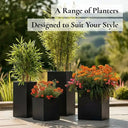 100cm Zinc Galvanised Matte Black Tall Square Planter