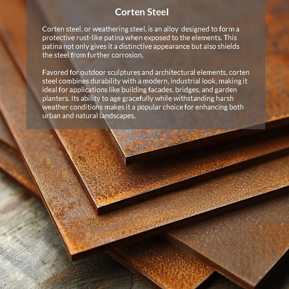 Corten Rusted Steel Examples 60cm Corten Steel Straight Edge Cube Planter - Pre-Rusted – Woven Wood