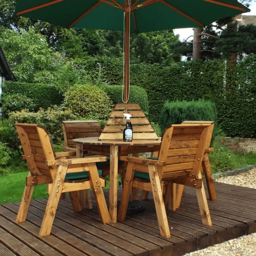 Relax in rustic elegance on this Teak Garden Furniture Patio Set, perfect for six-seater dining under the stars, complete with a matching Garden Parasol for shade.