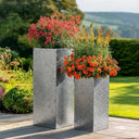 75cm Zinc Galvanised Silver & Black Textured Tall Square Planter