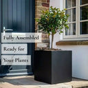 30cm Zinc Galvanised Matte Black Square Planter