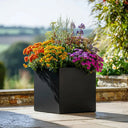 30cm Zinc Galvanised Matte Black Square Planter