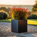 30cm Zinc Galvanised Matte Black Square Planter