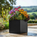 30cm Zinc Galvanised Matte Black Square Planter