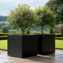 30cm Zinc Galvanised Matte Black Square Planter