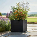 40cm Zinc Galvanised Matte Black Square Planter