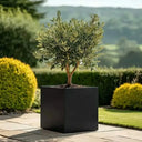 60cm Zinc Galvanised Matte Black Square Planter