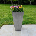 90cm Zinc Galvanised Silver & Black Textured Tall Tapered Square Planter