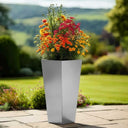 90cm Zinc Galvanised Silver Tall Tapered Square Planter