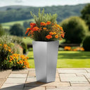 90cm Zinc Galvanised Silver Tall Tapered Square Planter