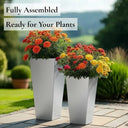 90cm Zinc Galvanised Silver Tall Tapered Square Planter