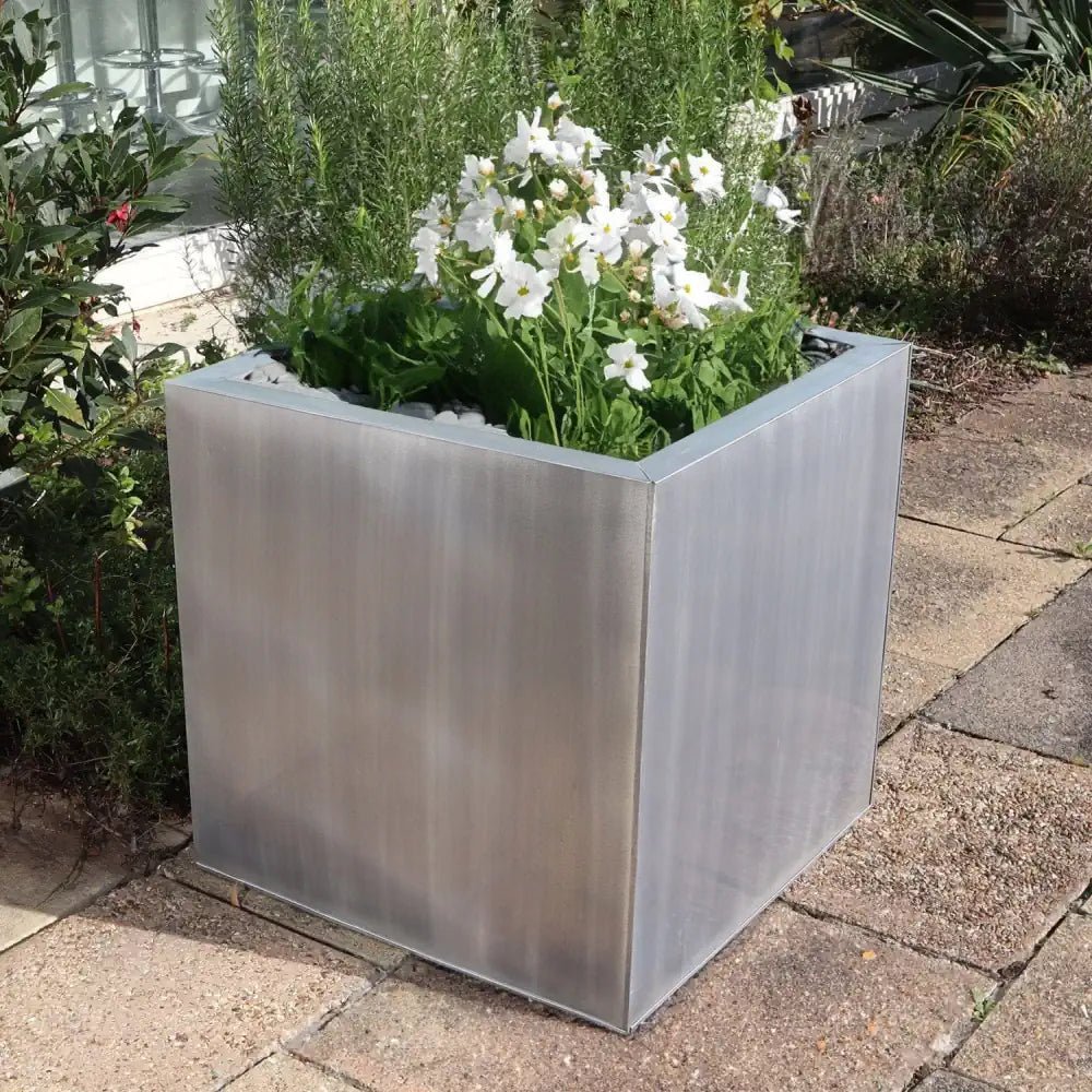 Galvanised Zinc Planter, Galvanised Metal Planters, by Woven Wood
