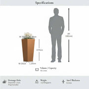 70cm Zinc Galvanised Copper Tapered Square Planter