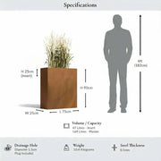 75cm Long Zinc Galvanised Copper 90cm Tall Trough Planter