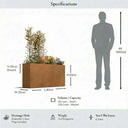 80cm Long Zinc Galvanised Copper 60cm Tall Trough Planter