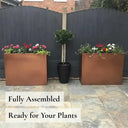 80cm Long Zinc Galvanised Copper 60cm Tall Trough Planter
