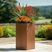 50cm Zinc Galvanised Copper Tall Square Planter