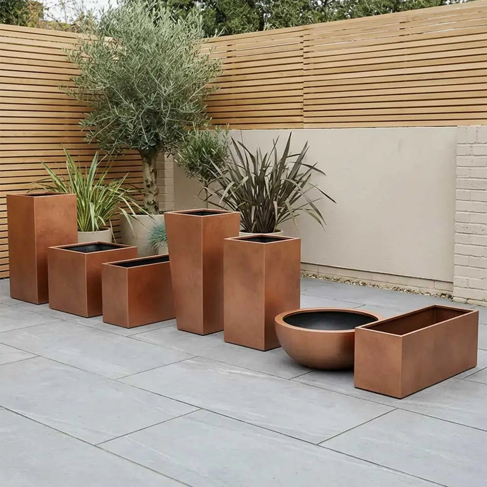 50cm plant pot 50cm Zinc Galvanised Copper Square Planter – Woven Wood