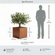 60cm Zinc Galvanised Copper Square Planter