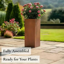 75cm Zinc Galvanised Copper Finish Tall Square Planter
