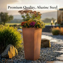 90cm Zinc Galvanised Copper Finish Tall Tapered Square Planter
