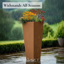 90cm Zinc Galvanised Copper Finish Tall Tapered Square Planter