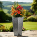90cm Zinc Galvanised Silver & Black Textured Tall Tapered Square Planter