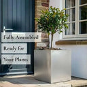 50cm Zinc Galvanised Brushed Silver Square Planter