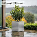 40cm Zinc Galvanised Brushed Silver Square Planter
