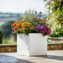 30cm Zinc Galvanised Matte White Square Planter