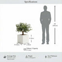 30cm Zinc Galvanised Matte White Square Planter