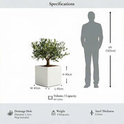 40cm Zinc Galvanised Matte White Square Planter