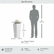 70cm Zinc Galvanised Matte White Tall Tapered Square Planter