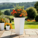 70cm Zinc Galvanised Matte White Tall Tapered Square Planter